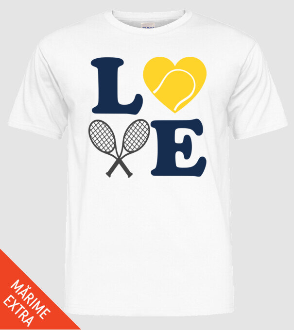 LOVE Tennis model alb pe tricou