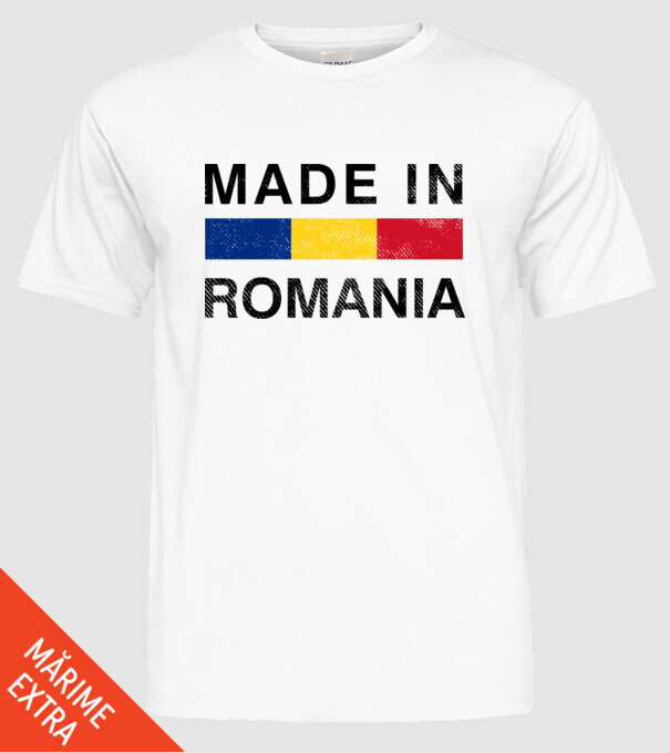 made in romania model alb pe tricou