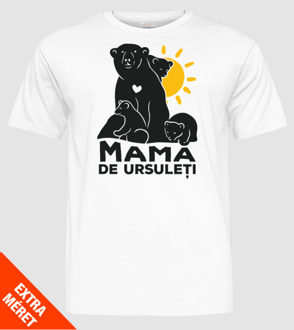 Mamă de ursuleți model alb pe tricou