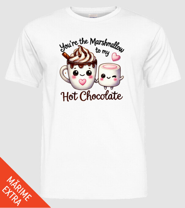 Marshmallow to my Hot Chocolate model alb pe tricou