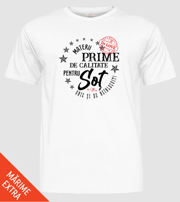 Materii prime de calitate pentru soț model alb pe tricou