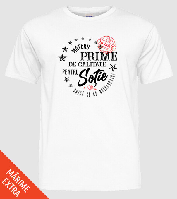 Materii prime de calitate pentru soție model alb pe tricou