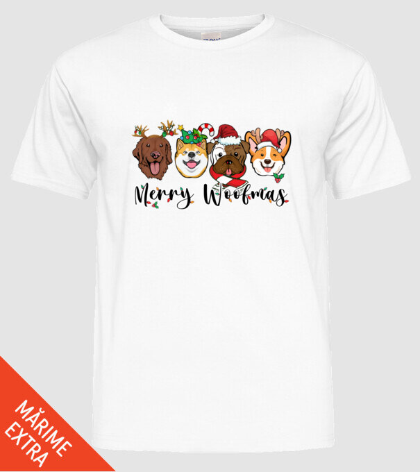 Merry woofmas 2 model alb pe tricou