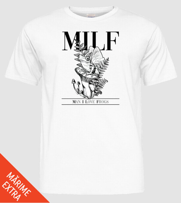 MILF man i love frogs model alb pe tricou