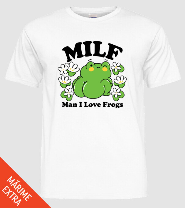 MILF man i love frogs model alb pe tricou