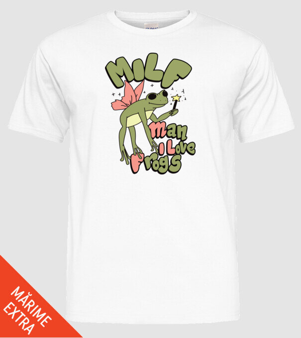 MILF man i love frogs model alb pe tricou