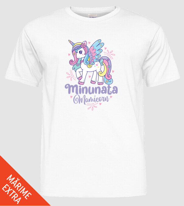 Minunata Mamicorn model alb pe tricou