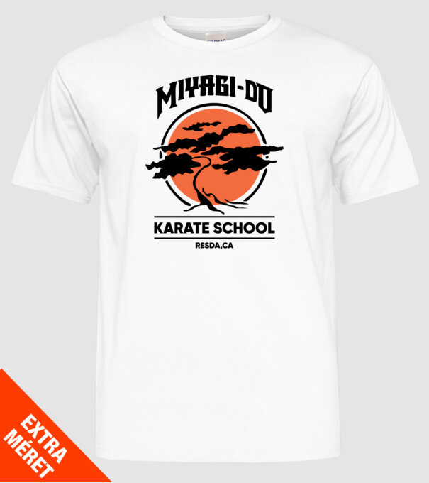 Miyagi-do karate school model alb pe tricou