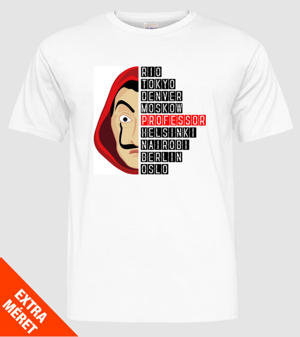 money heist cities model alb pe tricou