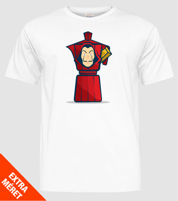 money heist coffee model alb pe tricou