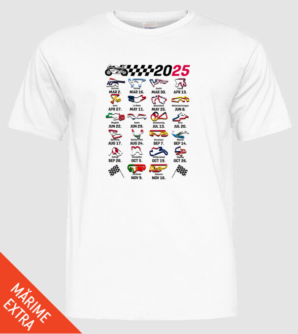 MOTOGP 25 CALENDAR alb model alb pe tricou