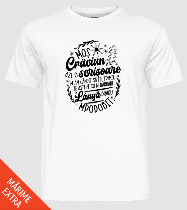 Moş Crăciun model alb pe tricou