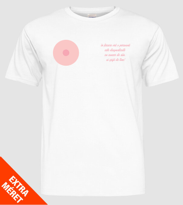 în fiecare oră o persoană este diagnosticată cu cancer de sân. ai grijă de tine! model alb pe tricou