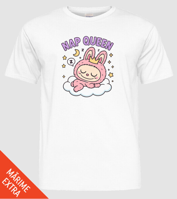 Nap Queen model alb pe tricou