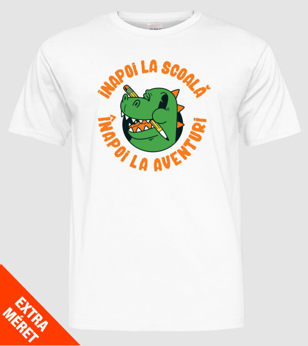 Înapoi la școală, înapoi la aventuri model alb pe tricou