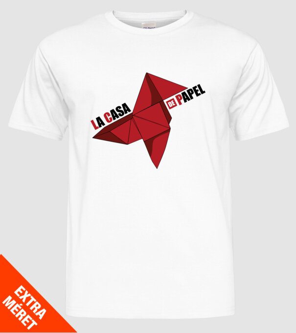 origami la casa de papel white model alb pe tricou