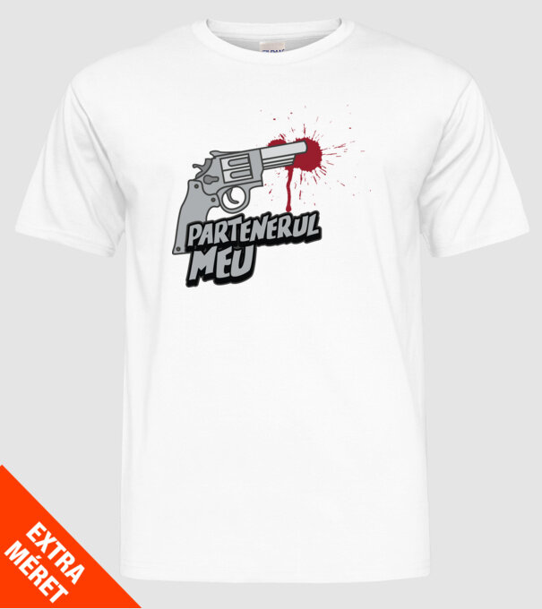 partenerul meu model alb pe tricou