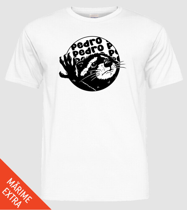 Pedro circle model alb pe tricou