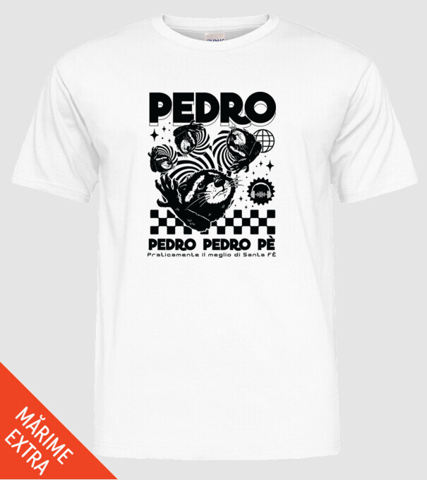 Pedro techno model alb pe tricou