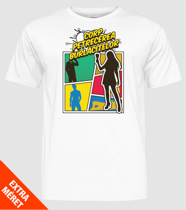 corp petrecerea burlăcitelor model alb pe tricou