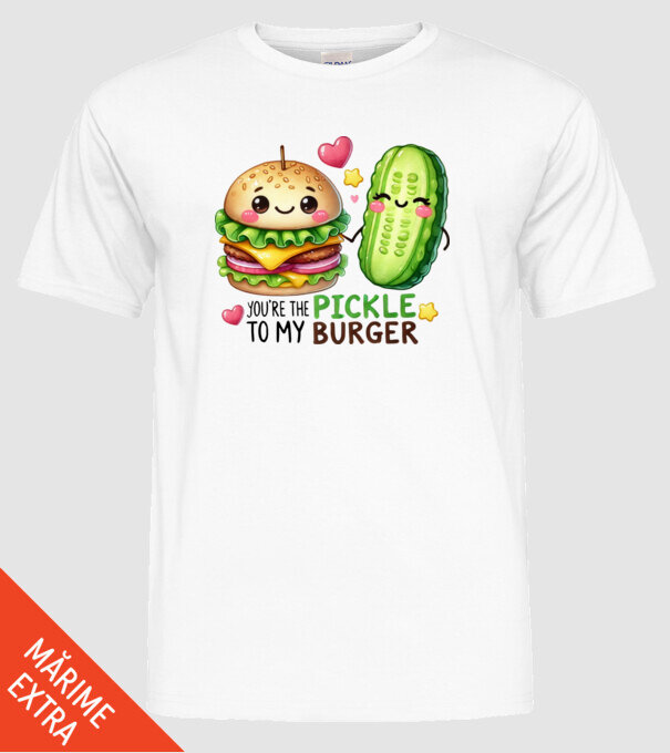 Pickle to my Burger model alb pe tricou