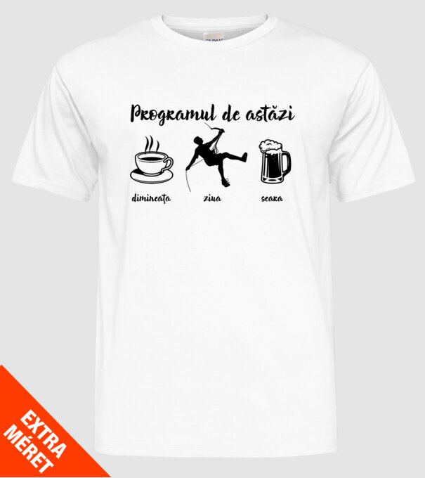programul de astăzi: dimineața, ziua, seara model alb pe tricou