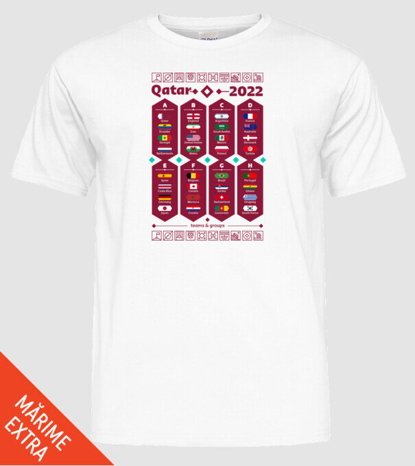 Qatar 2022 teams - groups white model alb pe tricou
