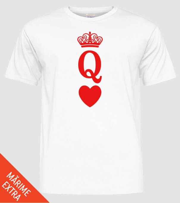 Queen model alb pe tricou
