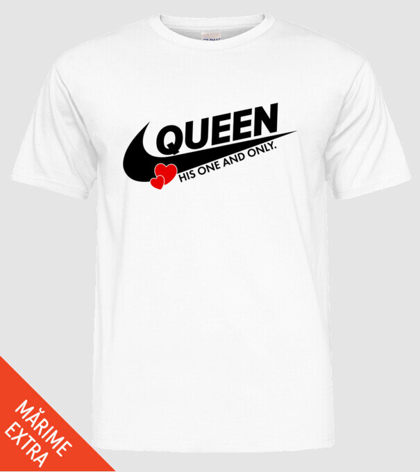 Queen model alb pe tricou