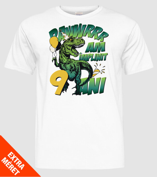 Rawr Am împlinit 9 ani model alb pe tricou