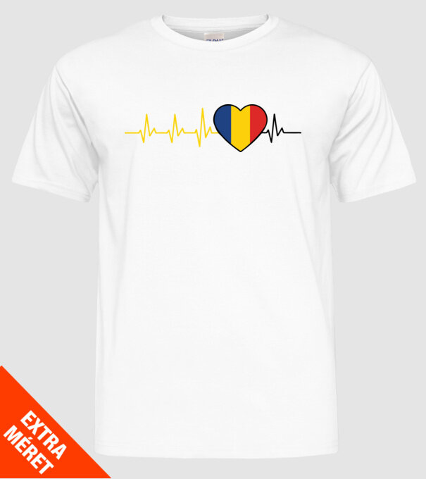 România heartbeat model alb pe tricou