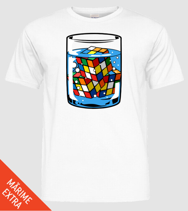 Rubik Ice model alb pe tricou