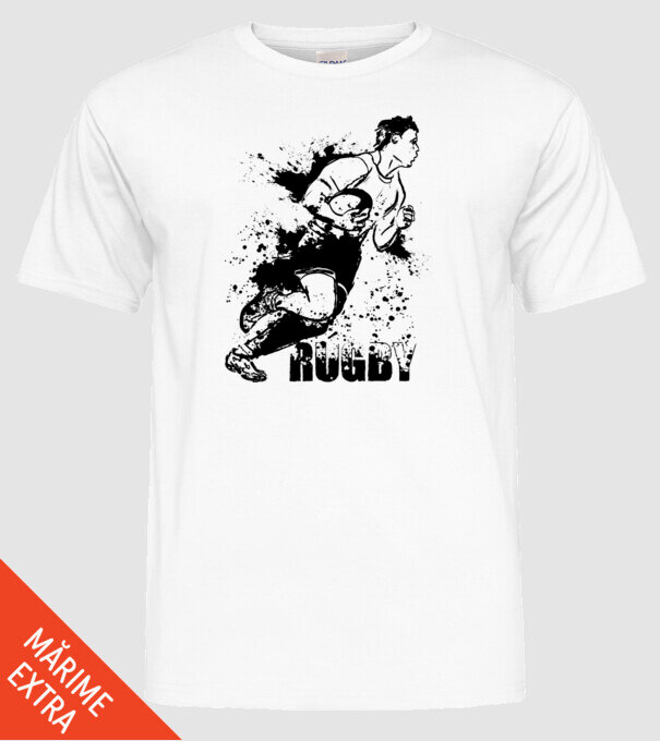 Rugby model alb pe tricou