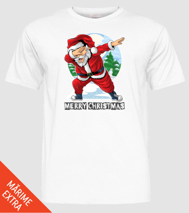 Santa merry christmas model alb pe tricou