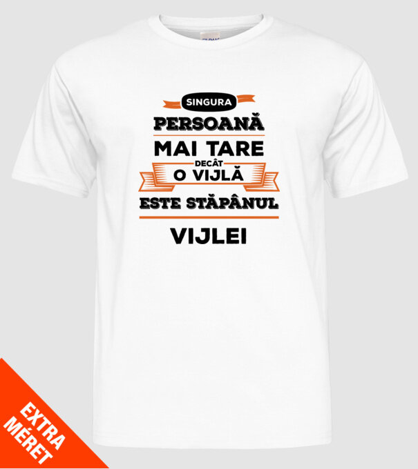 singura persoană mai tare decât o vijlă este stăpânul vijlei model alb pe tricou