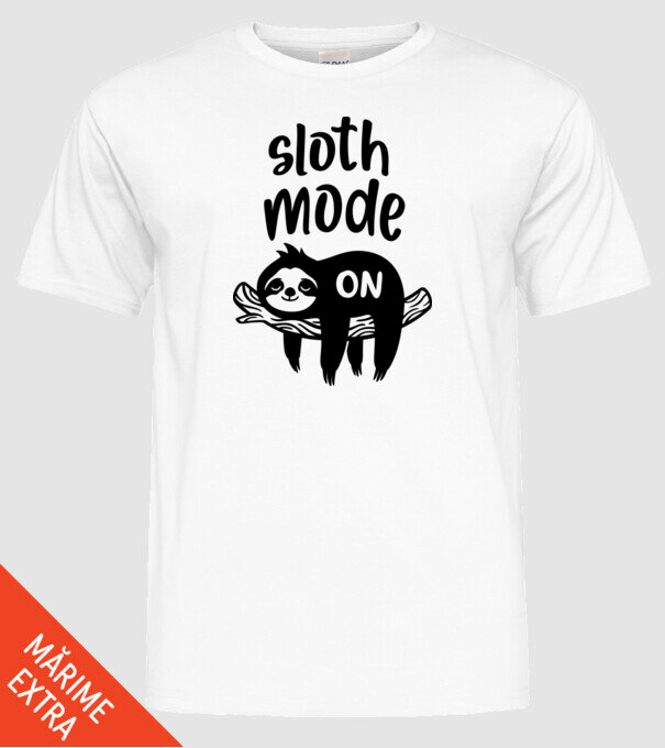 Sloth mode on model alb pe tricou