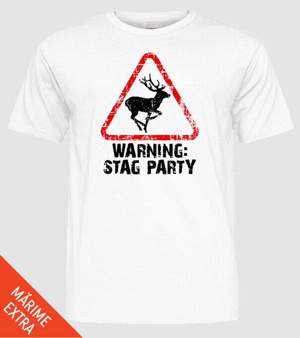 Stag Party model alb pe tricou