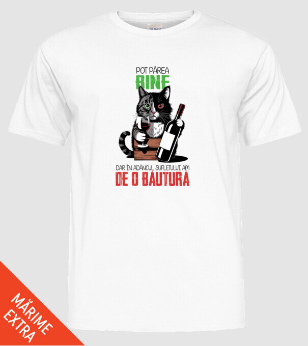 sunt bun pentru o băutură Alb model alb pe tricou