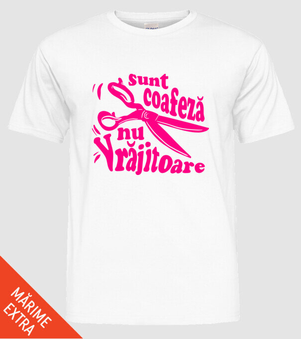 sunt coafeză, nu vrăjitoare model alb pe tricou