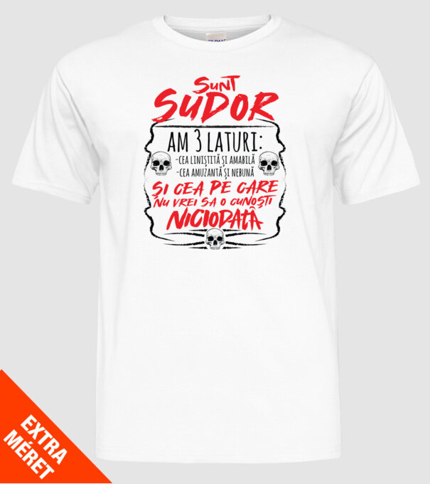 sunt sudor am 3 laturi model alb pe tricou