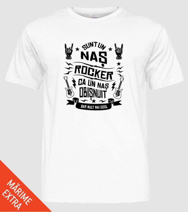 Sunt un naș rocker, ca un naș obișnuit, dar mult mai cool model alb pe tricou