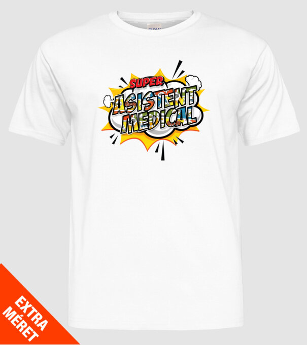 Super Asistent medical model alb pe tricou