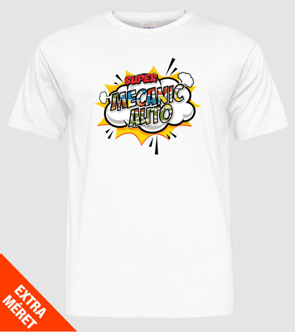 Super mecanic auto model alb pe tricou
