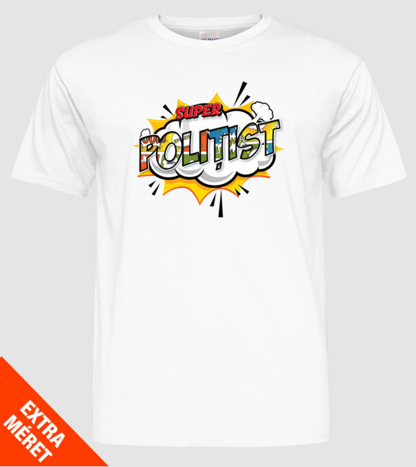 Super Polițist model alb pe tricou