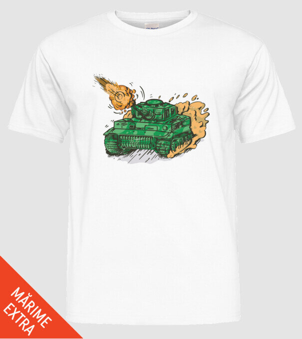 Tancuri model alb pe tricou
