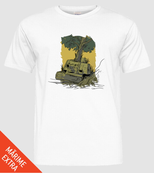 Tancuri model alb pe tricou