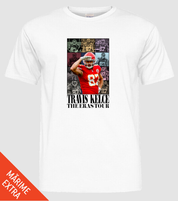 Taylor Swift Eras Travis Kelce model alb pe tricou