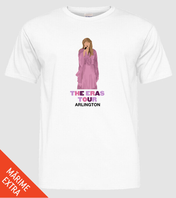 Taylor Swift The Eras Tour Arlington 3 model alb pe tricou