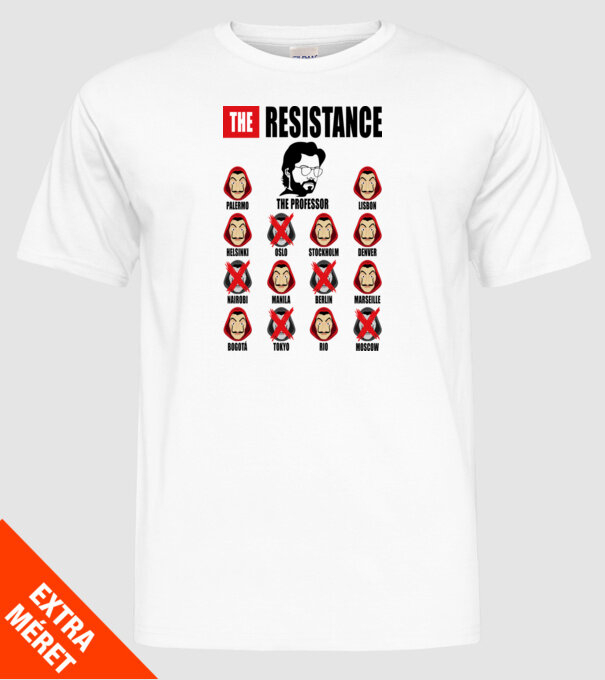 the resistance la casa de papel white model alb pe tricou