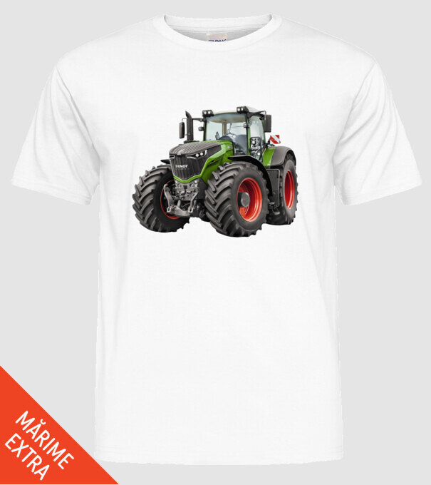 TRACTOR model alb pe tricou